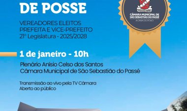 Convite para cerimônia  de posse de prefeita, vice e vereadores de São Sebastião do Passé .