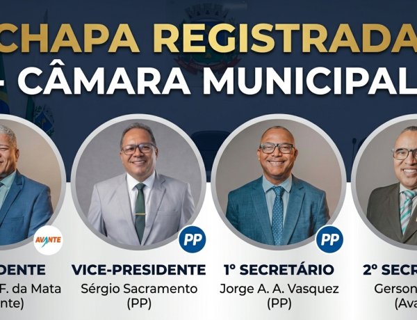 Vereador lidera chapa inscrita para disputar presidência da Câmara de São Sebastião do Passé no biênio 2027/2028